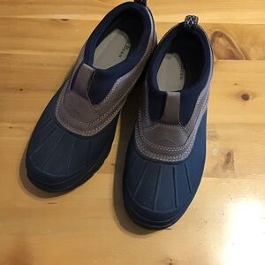 L.L. Bean Navy and Brown Slip-On Boots